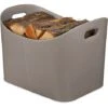 Relaxdays Faux Leather Basket, Sturdy Firewood Container With Handles, For Laundry, Toys, Etc., 36 X 53.5 X 41 Cm, Grey -Heating Equipment 62332004 1