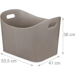 Relaxdays Faux Leather Basket, Sturdy Firewood Container With Handles, For Laundry, Toys, Etc., 36 X 53.5 X 41 Cm, Grey -Heating Equipment 62332004 4