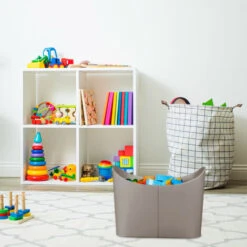 Relaxdays Faux Leather Basket, Sturdy Firewood Container With Handles, For Laundry, Toys, Etc., 36 X 53.5 X 41 Cm, Grey -Heating Equipment 62332004 5