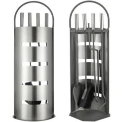 Fireplace Tool Set 5 Pcs Silver 23x14.5x66 Cm HI