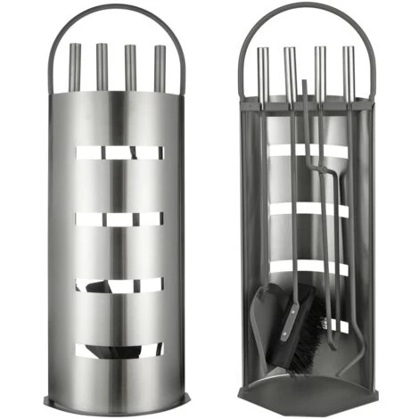 Fireplace Tool Set 5 Pcs Silver 23x14.5x66 Cm HI 3 Fireplace Tool Set 5 Pcs Silver 23x14.5x66 Cm HI
