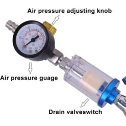 Pneumatic Spray Regulator Gun 1/4" Pressure Gauge With Inline Water Trap Air Filter, Separator Pressure Gauge And Water Separator Oil Filter Combo Paint Gun Tool Kit -Heating Equipment 63606273 3
