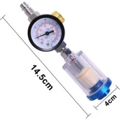 Pneumatic Spray Regulator Gun 1/4" Pressure Gauge With Inline Water Trap Air Filter, Separator Pressure Gauge And Water Separator Oil Filter Combo Paint Gun Tool Kit -Heating Equipment 63606273 5