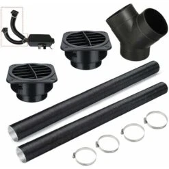 RHAFAYRE Set Car Auto Heater Pipe Duct Diameter 75Mm Air Vent With Y Piece Hot Air Outlet Pipe Clamps Set For Parking Heater