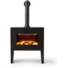 Black & Decker Black+Decker BXFH45007GB Realistic LED Flame Effect Fireplace Suite & Chimney Flue 1.8KW, Adjustable Thermostat 5-37C, 8 Hour Timer, LED Display And Remote Control, 6 Flame Brightness Settings, Black -Heating Equipment 64706918 1