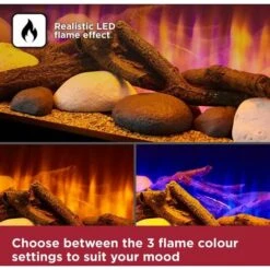 Black & Decker Black+Decker BXFH45007GB Realistic LED Flame Effect Fireplace Suite & Chimney Flue 1.8KW, Adjustable Thermostat 5-37C, 8 Hour Timer, LED Display And Remote Control, 6 Flame Brightness Settings, Black -Heating Equipment 64706918 3