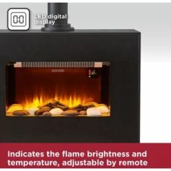 Black & Decker Black+Decker BXFH45007GB Realistic LED Flame Effect Fireplace Suite & Chimney Flue 1.8KW, Adjustable Thermostat 5-37C, 8 Hour Timer, LED Display And Remote Control, 6 Flame Brightness Settings, Black -Heating Equipment 64706918 4