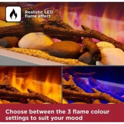Black & Decker Black+Decker BXFH45006GB Realistic LED Flame Effect Fireplace Suite & Chimney Flue, 1.8KW, Adjustable Thermostat 5-37C, 8 Hour Timer, LED Display & Remote Control, 6 Flame Brightness Settings, White -Heating Equipment 64706923 3