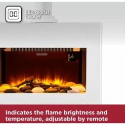 Black & Decker Black+Decker BXFH45006GB Realistic LED Flame Effect Fireplace Suite & Chimney Flue, 1.8KW, Adjustable Thermostat 5-37C, 8 Hour Timer, LED Display & Remote Control, 6 Flame Brightness Settings, White -Heating Equipment 64706923 4