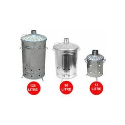 SMALL MEDIUM LARGE GARDEN GALVANISED INCINERATOR BURNER FIRE RUBBISH BIN BURN