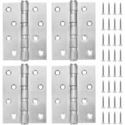 Set Of 4 4 Stainless Steel Door Hinges With 2.5mm Thickness Screws