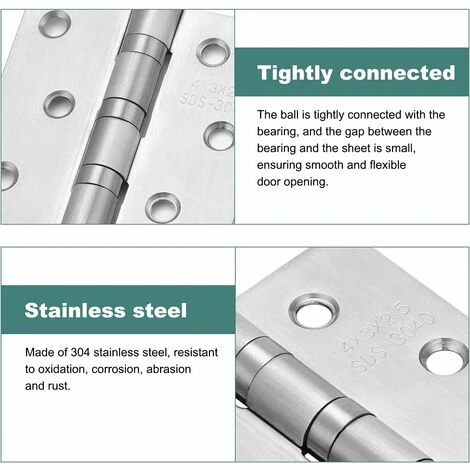 Set Of 4 4 Stainless Steel Door Hinges With 2.5mm Thickness Screws 5 Set Of 4 4 Stainless Steel Door Hinges With 2.5mm Thickness Screws - Image 3