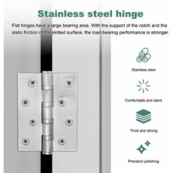Set Of 4 4 Stainless Steel Door Hinges With 2.5mm Thickness Screws 10 Set Of 4 4 Stainless Steel Door Hinges With 2.5mm Thickness Screws -Heating Equipment 66563532 4