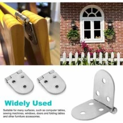 6 PCS Folding Table Hinges, Rounded Stainless Steel Folding Table Hinge, Folding Flip Hinge, Flip Top Hinge With Screws -Heating Equipment 66563747 3