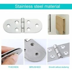 6 PCS Folding Table Hinges, Rounded Stainless Steel Folding Table Hinge, Folding Flip Hinge, Flip Top Hinge With Screws -Heating Equipment 66563747 5