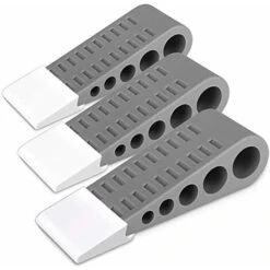 3 Pack Door Stops With Door Bracket, Works On All Floors, Gray