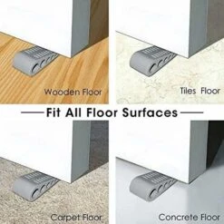 3 Pack Door Stops With Door Bracket, Works On All Floors, Gray -Heating Equipment 66564464 3