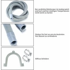 Washing Machine Drain Hose, Universal Drain Hose, 2M Dishwasher Hose Extension, Water Drain Hose, With Holder And Hose Clamps -Heating Equipment 67931107 3