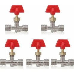 1/4in Needle Valve, 5pcs Brass Float Ball Valve Structure Replacement Air Compressor Needle Valve For Air Compressor