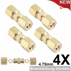 4 Pack Brake Line Brake Line Connector 4.75mm Galvanized Copper -Heating Equipment 69367076 3