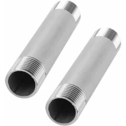 2 Pcs Stainless Steel Pipe Fittings Equal Diameter Threaded Cast Iron Pipe Nipple Connector Pipelines Plumbing Fittings,100mm(G1/2 Male Thread) -Heating Equipment 69367174 5