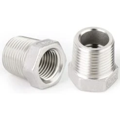 2pcs 1/2 Male To 1/4 Female BSP Hose Adapter Fitting 304 Stainless Steel Reducer Hex Bushing，Male X Female Threaded Connection