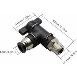 8mm Air Hose Connector And 1/4 Inch Thread, Pneumatic Connector, Black Right Angle Air Flow Control Valve, Can Be Used To Control Pipeline Gas -Heating Equipment 69370924 4