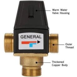 Thermostatic Mixing Valve For Solar Water Heater In Brass With 3-way Male Thread DN20， Thermostatic Mixer -Heating Equipment 69370990 3