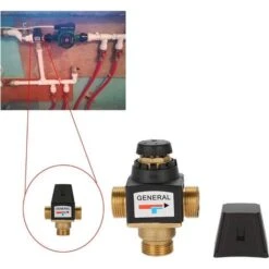 Thermostatic Mixing Valve For Solar Water Heater In Brass With 3-way Male Thread DN20， Thermostatic Mixer -Heating Equipment 69370990 4