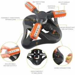 GDRHVFD Automatic Garden Sprinkler, 360 Degree Rotating Lawn Sprinkler, 3 Arm Sprinkler For Irrigation Systems, Lawn Sprinkler Sprinkler System -Heating Equipment 71325530 3
