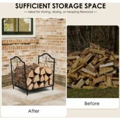 Firewood Log Rack Heavy-Duty Wood Storage Holder Firewood Storage Rack Fireplace -Heating Equipment 71610916 3