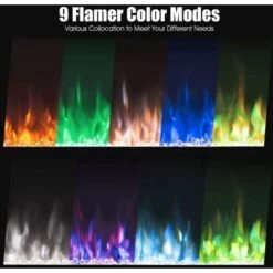 40inch Electric Fireplace 900/1800W Touch Screen Glass Panel Colorful Flame Insert Wall Mounted Heater Remote Control With Crystal&Log Set,Black -Heating Equipment 72268211 5