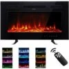 30inch Ultra-Thin Electric Fireplace Low Noise, 12 Variable & Breath Colors Flame, Recessed Wall Mounted Free Standing, Glass Touch Screen & Remote Control, With Crystal And Log Set -Heating Equipment 72268216 1
