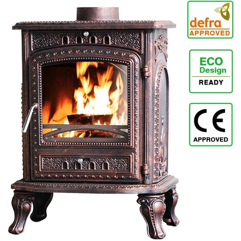 6KW Woodburning Stove Cast Iron Fireplace Log Burner Antique Bronze Defra Approved Eco Design 3 6KW Woodburning Stove Cast Iron Fireplace Log Burner Antique Bronze Defra Approved Eco Design
