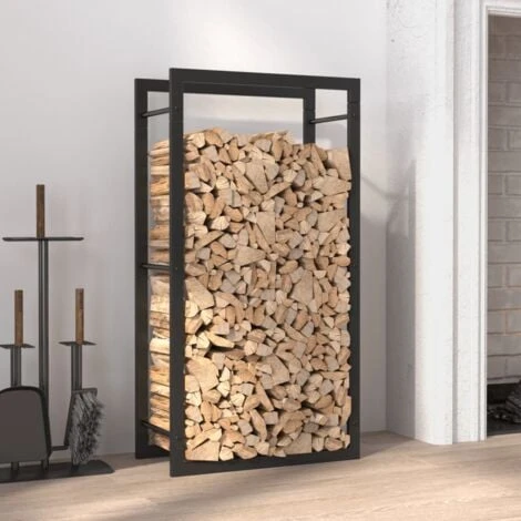 Firewood Rack Matt Black 50x28x94 Cm Steel VidaXL 4 Firewood Rack Matt Black 50x28x94 Cm Steel VidaXL - Image 2