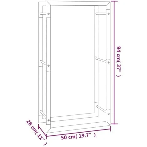 Firewood Rack Matt Black 50x28x94 Cm Steel VidaXL 5 Firewood Rack Matt Black 50x28x94 Cm Steel VidaXL - Image 3