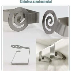 Thickened Tablecloth Clip Stainless Steel Adjustable Tablecloth Clip Non-slip Tablecloth Clip Table Cover Clamps Outdoor And Indoor Spiral Pattern For Outdoor Tablecloth 4 Pcs -Heating Equipment 75326571 3