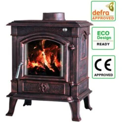 8KW Woodburning Stove Cast Iron Log Burner Fireplace Eco Design Dafra Approved Antique Bronze