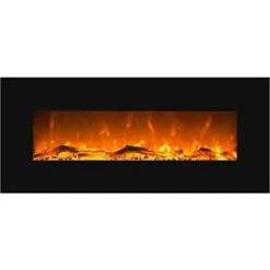 Electric Fireplace With Heating, Wall-mounted Fireplace With LED Artificial Fire With Switchable Fan Heater: 750/1500 W Remote Control (size L - 126 Cm, Black)