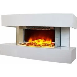 Design Lounge Medium Wall-Mounted Electric Fireplace - White - Designed In France - 2 Year Warranty