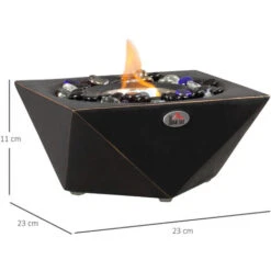 HOMCOM Tabletop Bio Ethanol Fireplace With 0.4L Tank And Fire Cover, Black -Heating Equipment 77188220 2