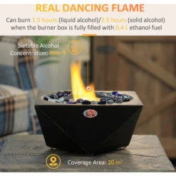 HOMCOM Tabletop Bio Ethanol Fireplace With 0.4L Tank And Fire Cover, Black -Heating Equipment 77188220 4