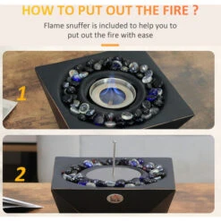 HOMCOM Tabletop Bio Ethanol Fireplace With 0.4L Tank And Fire Cover, Black -Heating Equipment 77188220 5