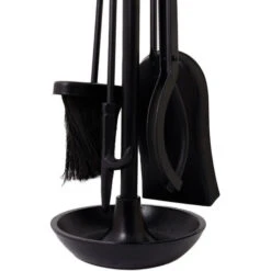 Fig Fireside Companion Set Leather Finished Handles Black Matte Circular Base -Heating Equipment 77515138 5