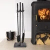 Redbud Fireside Companion Set Iron Tool Stand Aluminum Handles Square Base Black -Heating Equipment 77515174 1