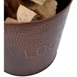 Walnut Small Leather Handled Fireside Wood Bucket Iron Leather Antique Brass -Heating Equipment 77515195 5