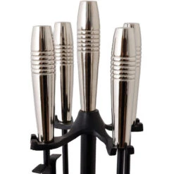 Sycamore Fireside Companion Set Iron Tool Stand Silver Handles Circular Base -Heating Equipment 77515207 4