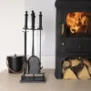 Lilac Fireside Companion Set Iron Frame Aluminium Handles Rectangular Base -Heating Equipment 77515319 1