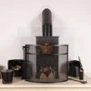 Hornbeam Fireguard Iron Contemporary Curved Design Black Boarder Silver Mesh -Heating Equipment 77515321 1