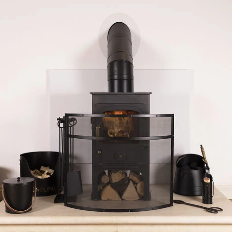 Hornbeam Fireguard Iron Contemporary Curved Design Black Boarder Silver Mesh 3 Hornbeam Fireguard Iron Contemporary Curved Design Black Boarder Silver Mesh